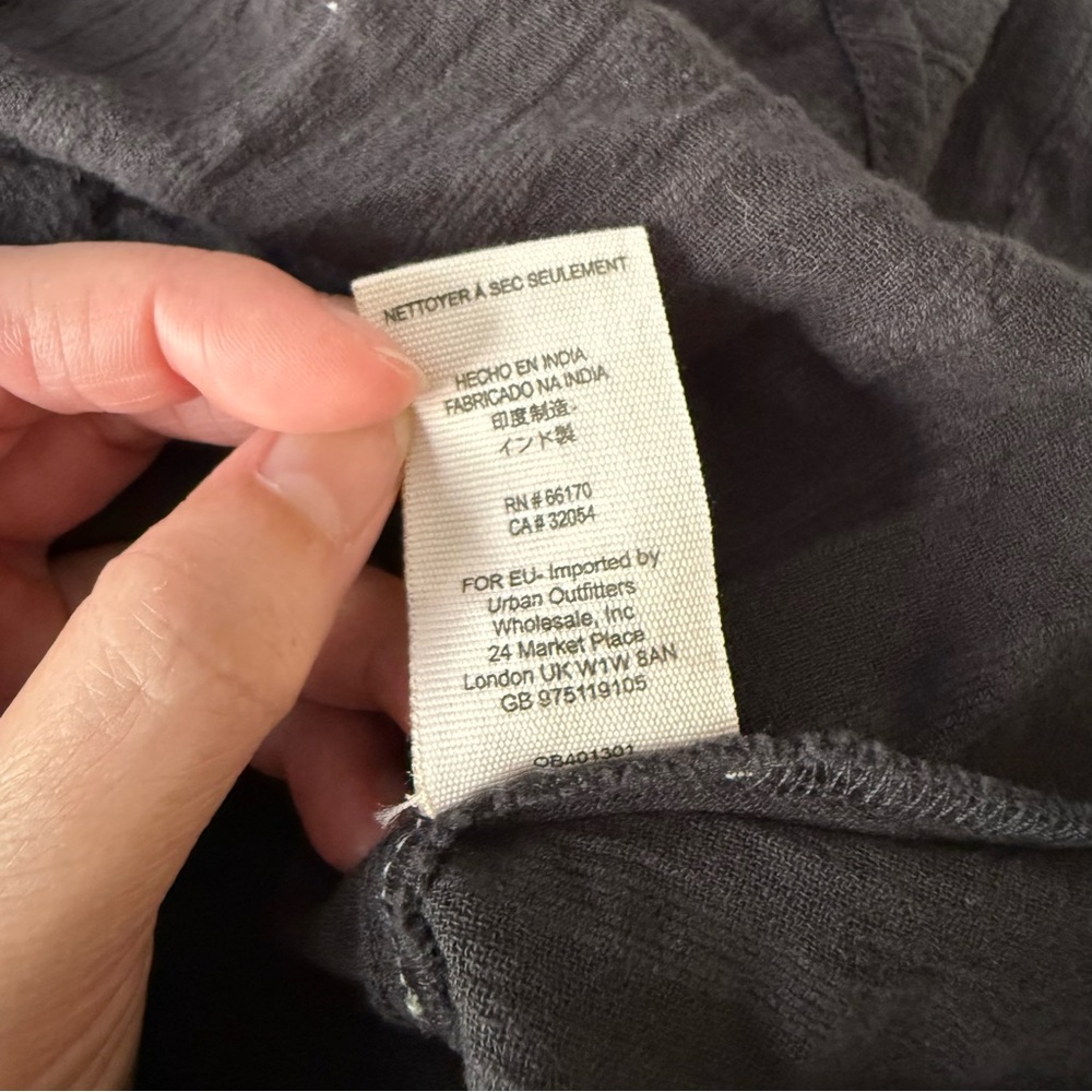 Free People Carter Dobby Dark Gray Embroidered Button Down Shirt, Medium - Picture 13 of 13